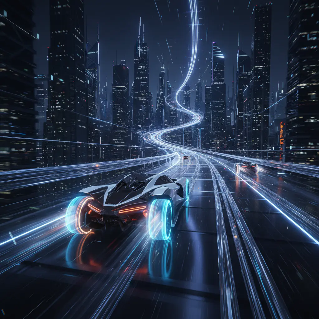 Futuristisches Rennspiel mit glühenden Reifen